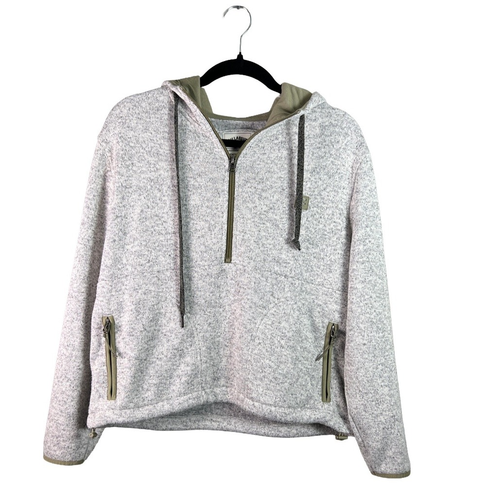 Billabong Fleece Pullover Women's Small Grey Half Zip Hooded Gorpcore